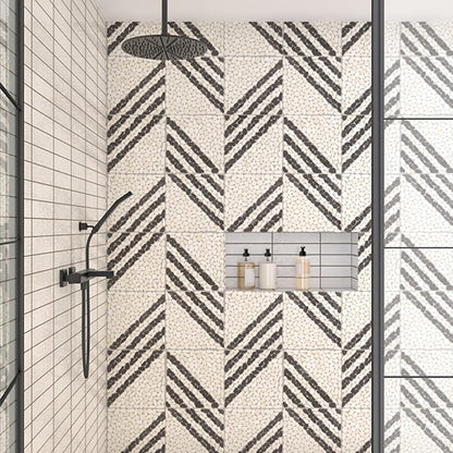 12x12 Pebble Oasis Linear  Mosaic Natural-Look Tumbled Natural Pebble Tile Icicle Gray