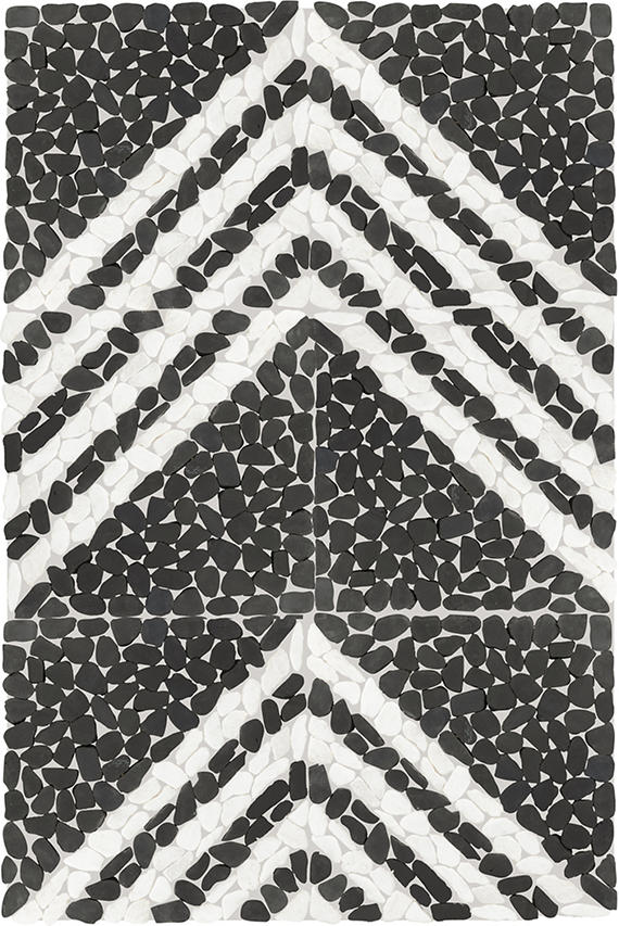 12x12 Pebble Oasis Linear  Mosaic Natural-Look Tumbled Natural Pebble Tile Stark Black