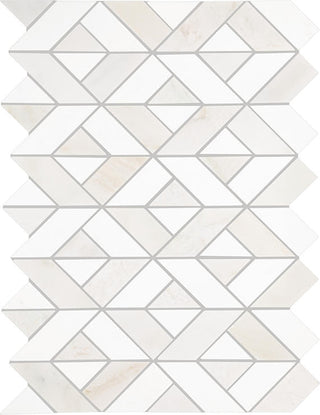 12x18 Perfit Mosaix Diamond Intricate Geometry Mosaic Marble-Look Polished Smooth Stone Tile
