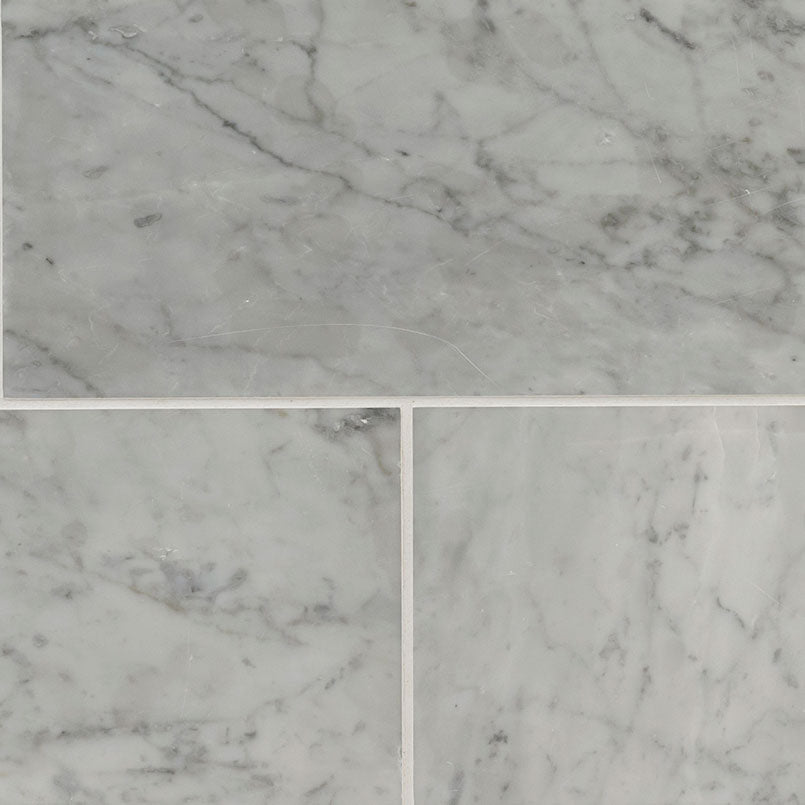 6x12 Carrara Natural-Look Polished Smooth Marble Tile Soft Gray