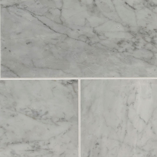6x12 Carrara Natural-Look Polished Smooth Marble Tile Soft Gray