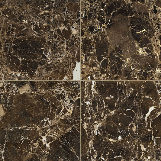 12x12 Emperador Natural-Look Polished Smooth Marble Tile