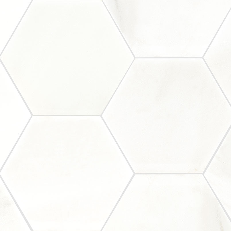 8'' Greecian Hexagon Natural-Look Polished Smooth Marble Tile Pure White