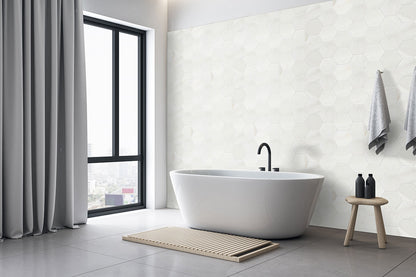 8'' Greecian Hexagon Natural-Look Polished Smooth Marble Tile Pure White