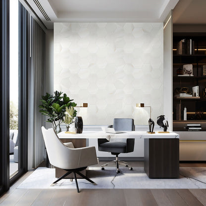 8'' Greecian Hexagon Natural-Look Polished Smooth Marble Tile Pure White