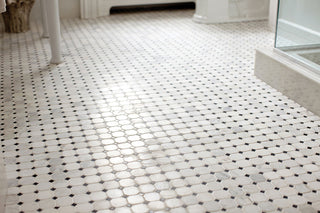 Soft Gray - 2x2 Greecian Octagon Mosaic Natural-Look Polished Textured Marble Tile