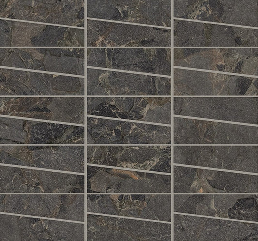 2x4 Forgehaus Trapezoid  Mosaic Stone-Look Matte Smooth Porcelain Tile Dark Charcoal