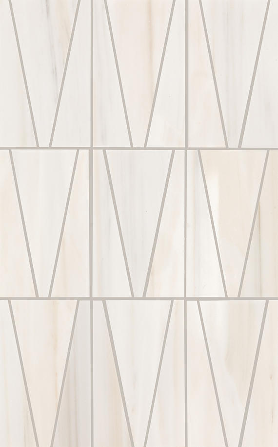 12x18 Perfit Mosaix Triangle Linear  Mosaic Marble-Look Polished Smooth Stone Tile Cream Beige