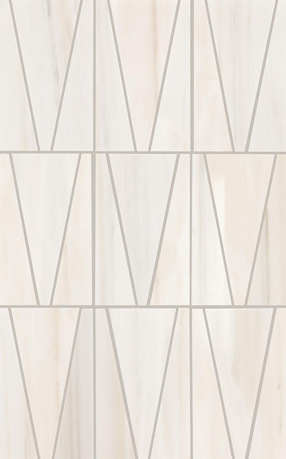 12x18 Perfit Mosaix Triangle Linear  Mosaic Marble-Look Polished Smooth Stone Tile Cream Beige