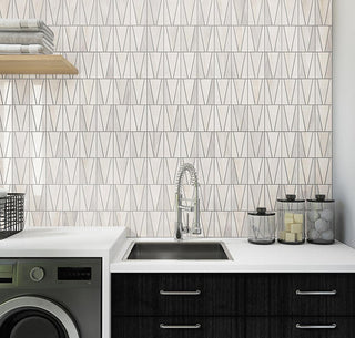 Cream Beige - 12x18 Perfit Mosaix Triangle Linear Mosaic Marble-Look Polished Smooth Stone Tile