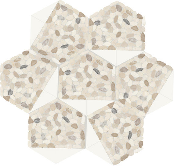 12x10 Pebble Oasis Hexagon Triangle  Mosaic Natural-Look Tumbled Natural Pebble Tile Pebble Beige