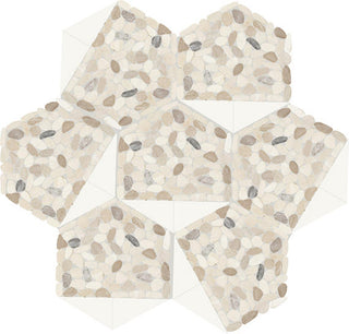 12x10 Pebble Oasis Hexagon Triangle Mosaic Natural-Look Tumbled Natural Pebble Tile