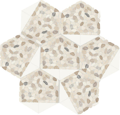 12x10 Pebble Oasis Hexagon Triangle  Mosaic Natural-Look Tumbled Natural Pebble Tile Pebble Beige