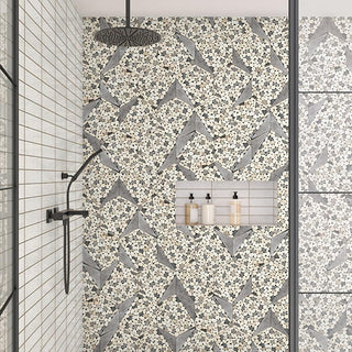 Pebble Gray - 12x10 Pebble Oasis Hexagon Triangle Mosaic Natural-Look Tumbled Natural Pebble Tile