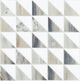 12x12 Gamma Triangle Intricate Geometry  Mosaic Marble-Look Honed Smooth Stone Tile White Gray