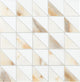 12x12 Gamma Triangle Intricate Geometry  Mosaic Marble-Look Honed Smooth Stone Tile Golden White