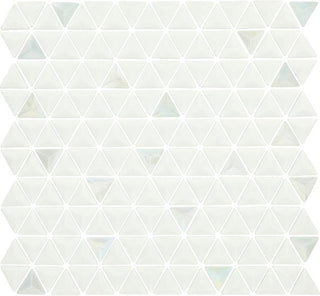 Ice White - 11x12 Stagecraft Triangle Mosaic Mixed-Color Matte Smooth Glass Tile