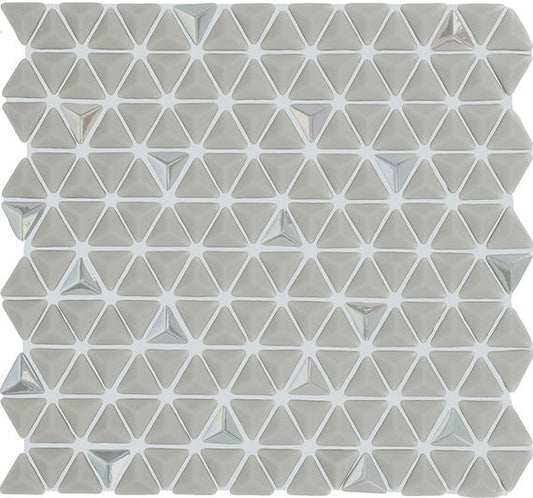 1 Stagecraft Triangle  Mosaic Solid-Color Matte Smooth Glass Tile Soft Gray