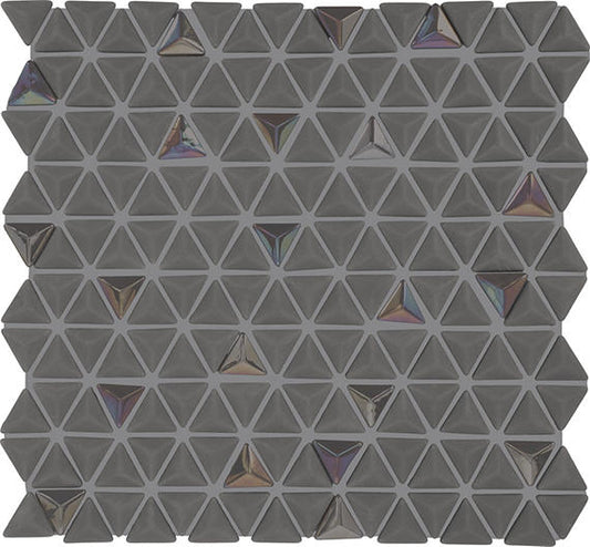 1 Stagecraft Triangle  Mosaic Solid-Color Matte Smooth Glass Tile Charcoal Gray