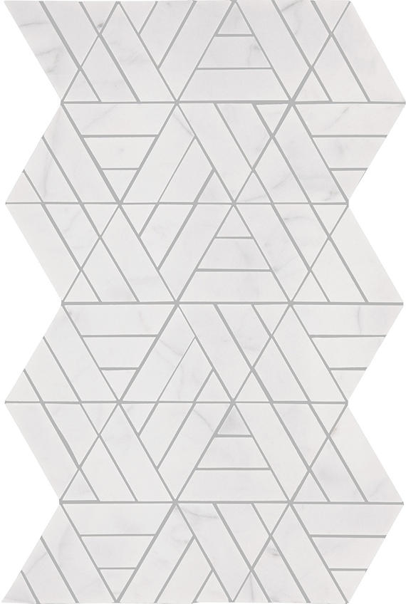 12x18 Perfit Mosaix Triangle Diamond Framed Mosaic Marble-Look Polished Smooth Stone Tile Soft White