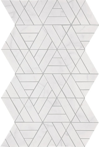 Soft White - 12x18 Perfit Mosaix Triangle Diamond Framed Mosaic Marble-Look Polished Smooth Stone Tile