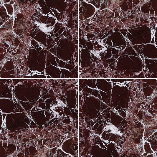 12x12 Rosso Stone-Look Polished Textured Marble Tile Reddish Brown