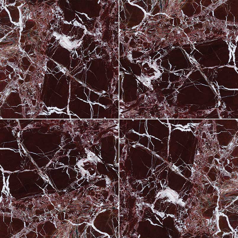 12x12 Rosso Stone-Look Polished Textured Marble Tile Reddish Brown