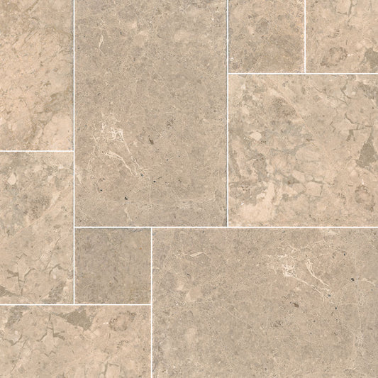 4x2 Crema Square & Rectangle Natural-Look Brushed Smooth Marble Tile Soft Beige