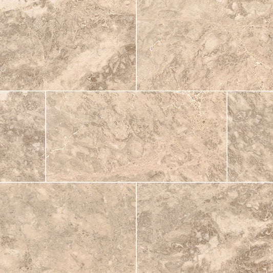 12x24 Crema Intense Veining Natural-Look Polished Smooth Marble Tile Soft Beige
