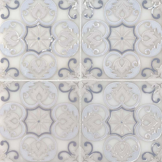 6x6 Tetris Moroccan Patterned Natural-Look Polished Smooth Marble Tile
