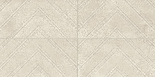 12x24 Chord Chevron  Natural Concrete-Look Matte Textured Porcelain Tile Soft Beige