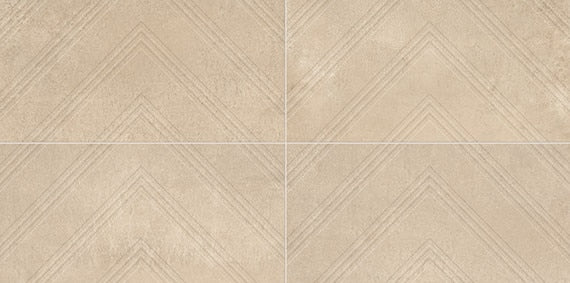 12x24 Chord Chevron  Natural Concrete-Look Matte Textured Porcelain Tile Warm Beige