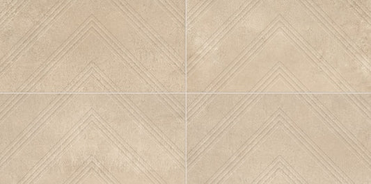 12x24 Chord Chevron  Natural Concrete-Look Matte Textured Porcelain Tile Warm Beige