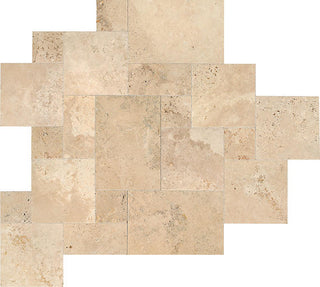 12x12 Travertine Square & Rectangle Random Pattern Patterned Travertine-Look Brushed Riven Travertine Tile