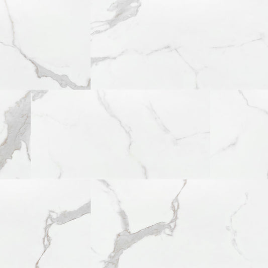 12x24 Trecento Medium Veining Marble-Look Satin Smooth Vinyl Tile