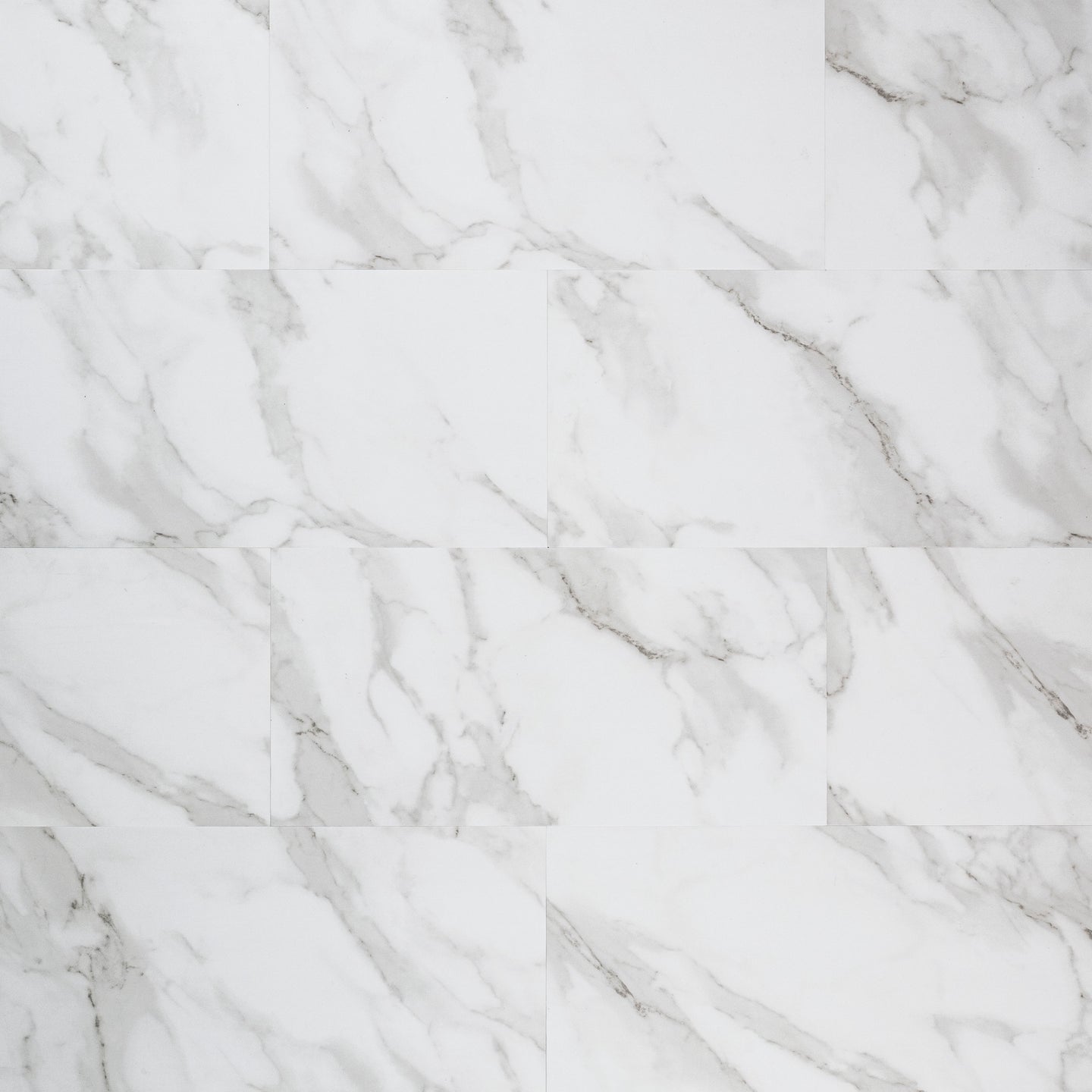 12x24 Trecento Highly Intense Veining Marble-Look Satin Smooth Vinyl Tile White Gray