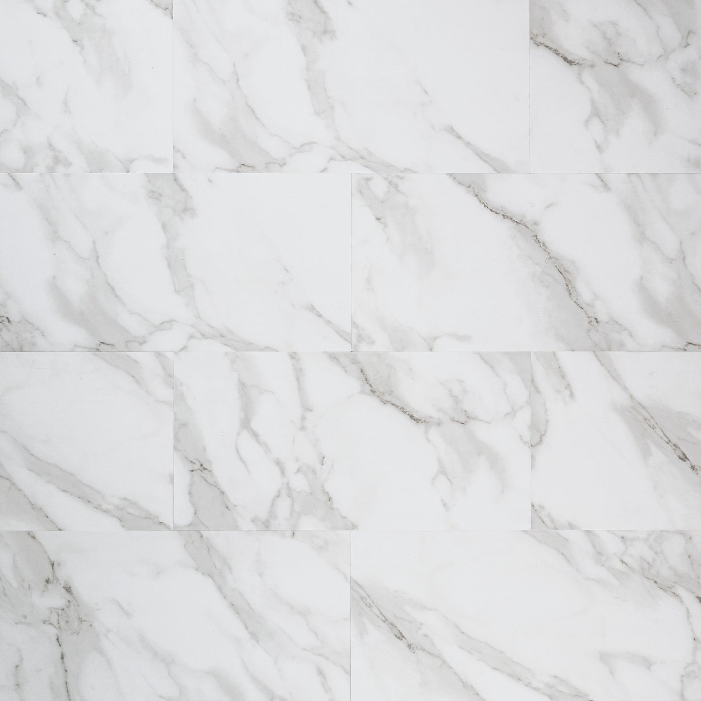 12x24 Trecento Highly Intense Veining Marble-Look Satin Smooth Vinyl Tile White Gray