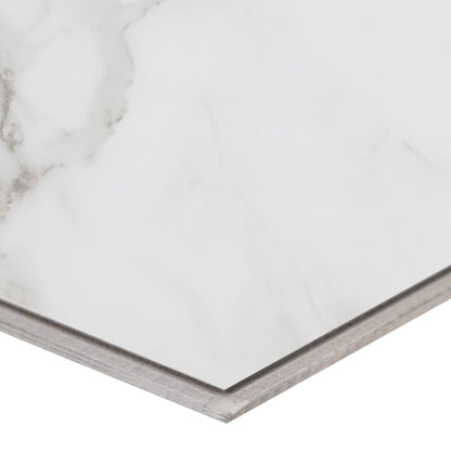 12x24 Trecento Highly Intense Veining Marble-Look Satin Smooth Vinyl Tile White Gray
