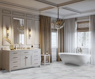 White Gray - 12x24 Trecento Highly Intense Veining Marble-Look Satin Smooth Vinyl Tile