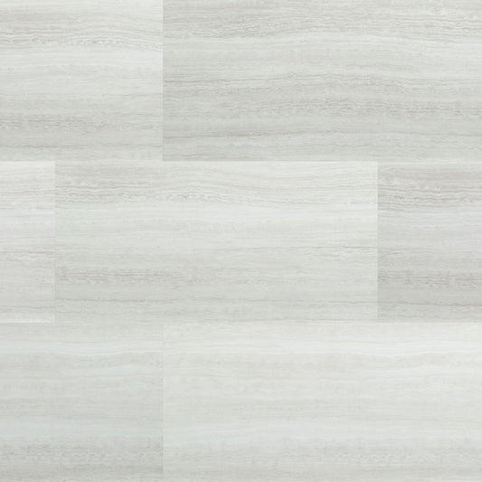 12x24 Trecento Travertine-Look Satin Smooth Vinyl Tile White Gray