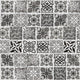 12x24 Trecento Patchwork Patterned Marble-Look Satin Textured Vinyl Tile Black White