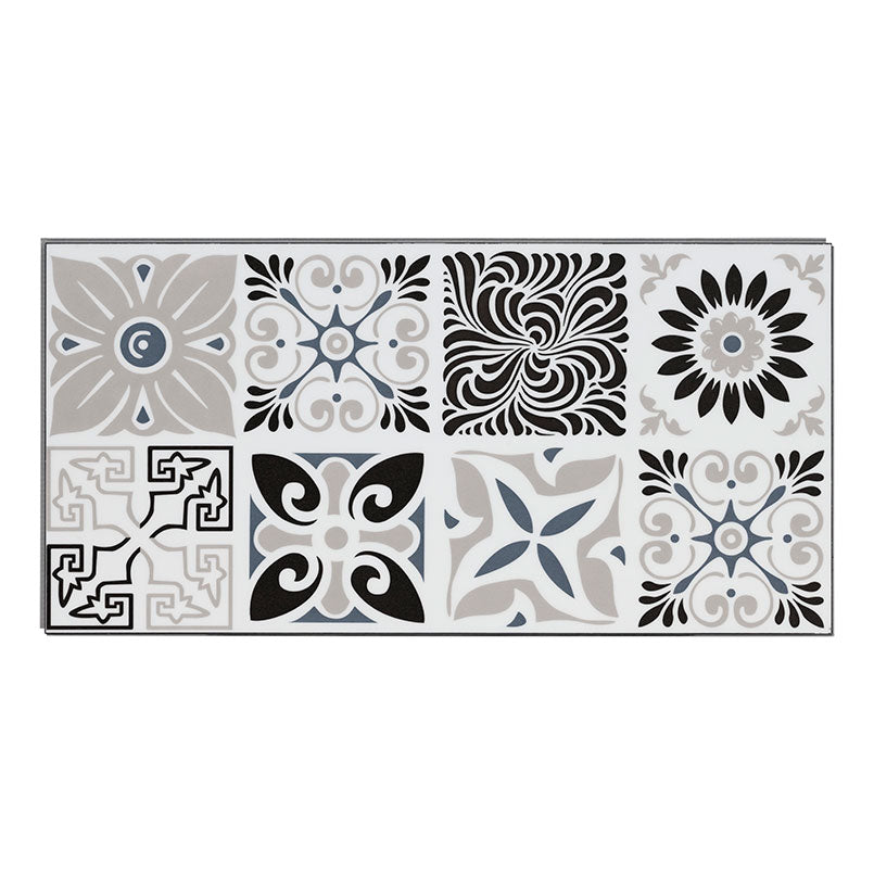 12x24 Trecento Patchwork Patterned Natural-Look Satin Smooth Vinyl Tile Ivory Gray