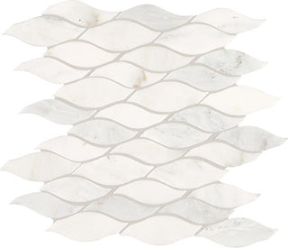 White Gray - 12x12 Marble Light Veining Wave Mosaic Marble-Look Polished Smooth Marble Tile