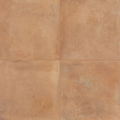 24x24 Rekindle  Stepwise Concrete-Look Matte Textured Porcelain Tile Clay Orange