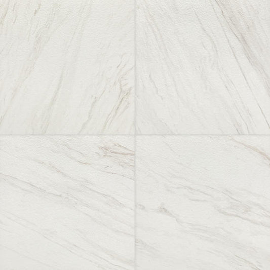 24x24 Artsy Light Veining  Stepwise Marble-Look Matte Textured Porcelain Tile Gray White