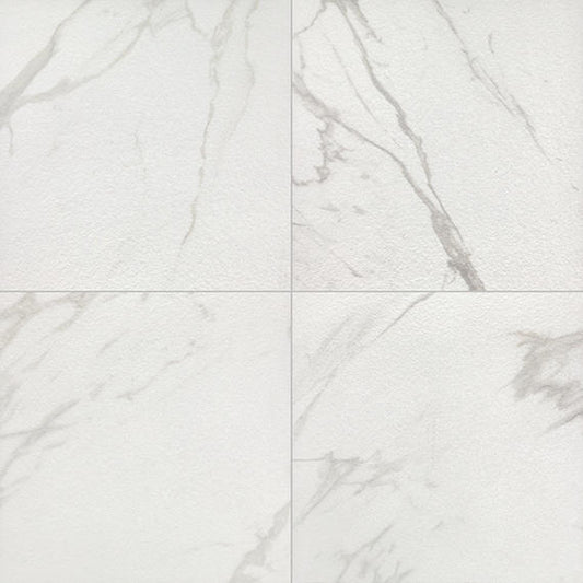 24x24 Artsy Light Veining  Stepwise Marble-Look Matte Textured Porcelain Tile White Gray