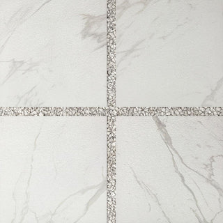 White Gray - 24x24 Artsy Light Veining Stepwise Marble-Look Matte Textured Porcelain Tile