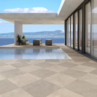 Dawn Beige - 24x24 Haddonstone Stepwise Stone-Look Matte Textured Porcelain Tile