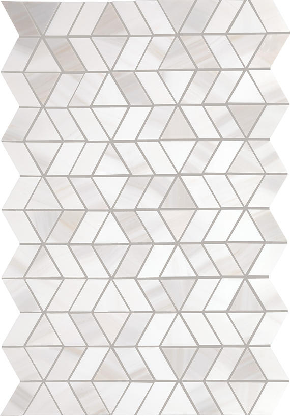 12x18 Perfit Mosaix Triangle Trifecta  Mosaic Marble-Look Polished Smooth Stone Tile Pearl White