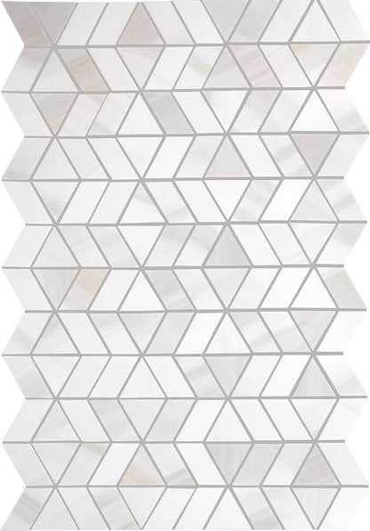12x18 Perfit Mosaix Triangle Trifecta  Mosaic Marble-Look Polished Smooth Stone Tile Pearl White